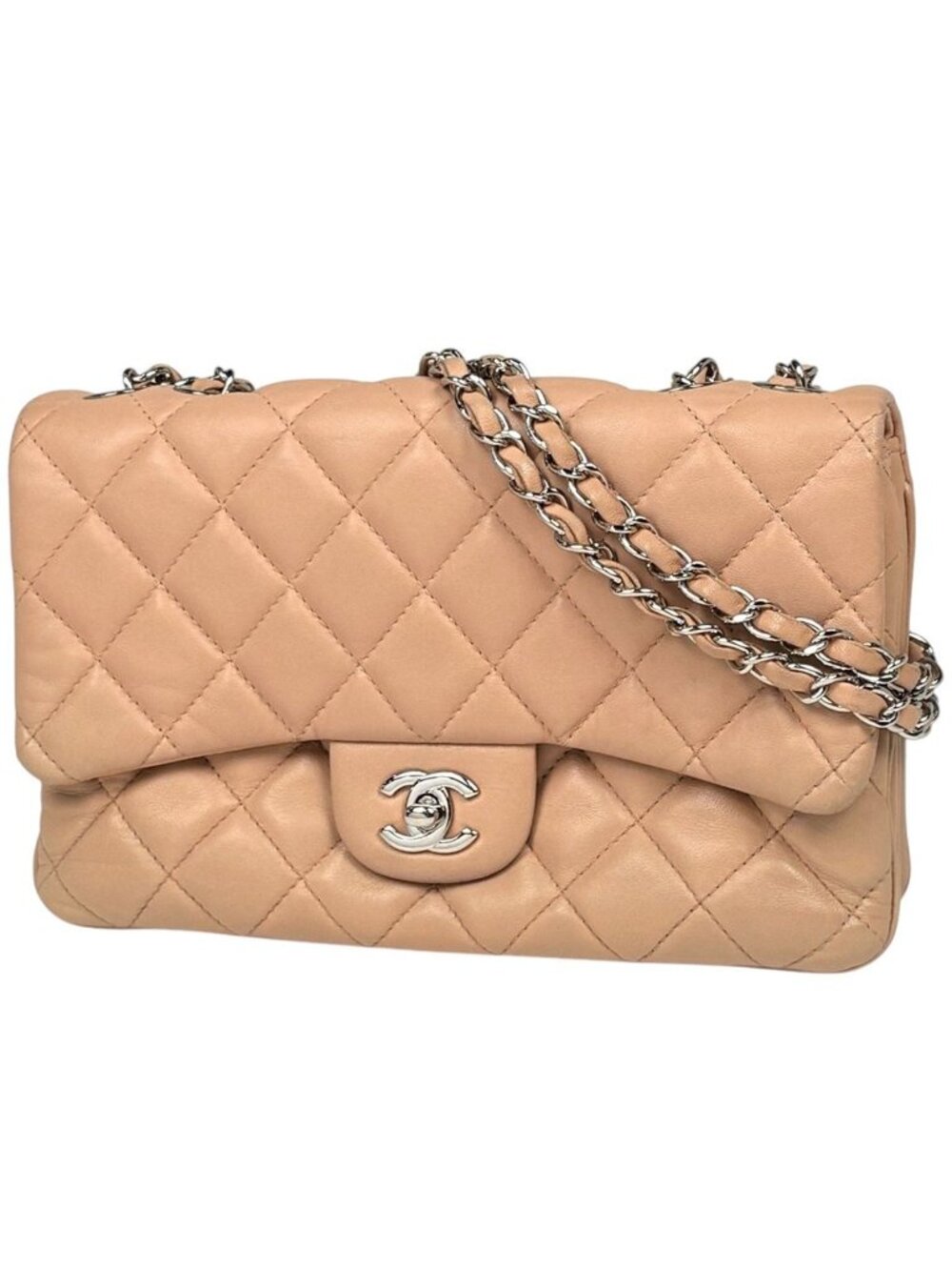 Chanel Shoulder Bag Single Flap Chain Leather Salmon Pink